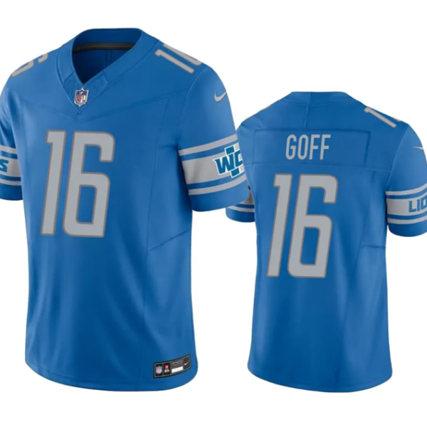 Men’s Detroit Lions #16 Jared Goff Blue 2023 F.U.S.E. Vapor Untouchable Limited Stitched Jersey