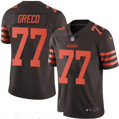 Men’s Cleveland Browns #77 John Greco Brown 2016 Color Rush Stitched NFL Nike Limited Jersey