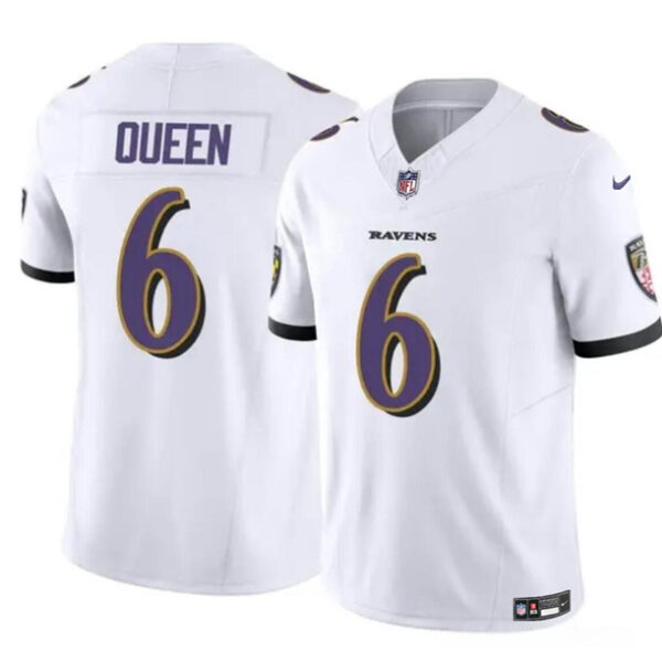 Men’s Baltimore Ravens #6 Patrick Queen White 2023 F.U.S.E. Vapor Limited Football Stitched Jersey