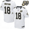 Men’s New Orleans Saints #18 Garrett Grayson White 50th Season Patch Stitched NFL Nike Elite Jersey