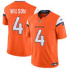 Men’s Denver Broncos #4 Zach Wilson Orange 2024 F.U.S.E. Vapor Limited Football Stitched Jersey