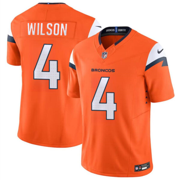 Men’s Denver Broncos #4 Zach Wilson Orange 2024 F.U.S.E. Vapor Limited Football Stitched Jersey
