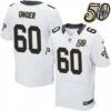 Men’s New Orleans Saints #60 Max Unger White 50th Season Patch Stitched NFL Nike Elite Jersey