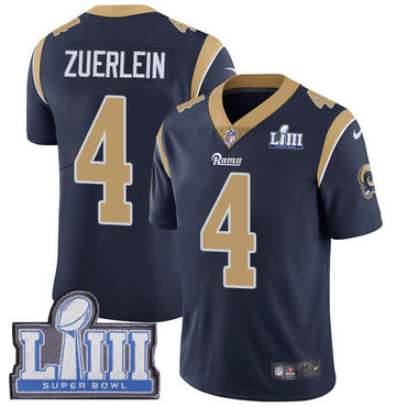 Men’s Los Angeles Rams #4 Greg Zuerlein Navy Blue Nike NFL Home Vapor Untouchable Super Bowl LIII Bound Limited Jersey