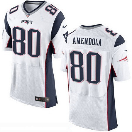 Men’s New England Patriots #80 Danny Amendola NEW White Road Stitched NFL Nike Elite Jersey