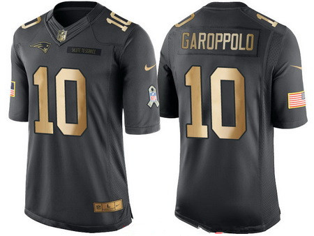 Men’s New England Patriots #10 Jimmy Garoppolo Anthracite Gold 2016 Salute To Service Stitched NFL Nike Limited Jersey