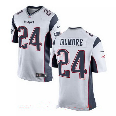 Men’s New England Patriots #24 Stephon Gilmore White Road Stitched NFL Nike Elite Jersey