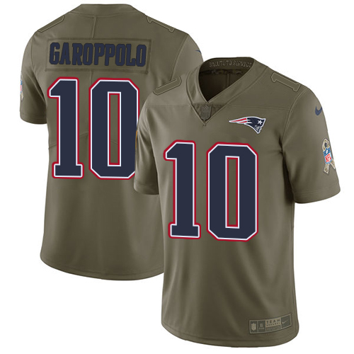 Nike New England Patriots #10 Jimmy Garoppolo Olive Men’s Stitched NFL Limited 2017 Salute To Service Jersey