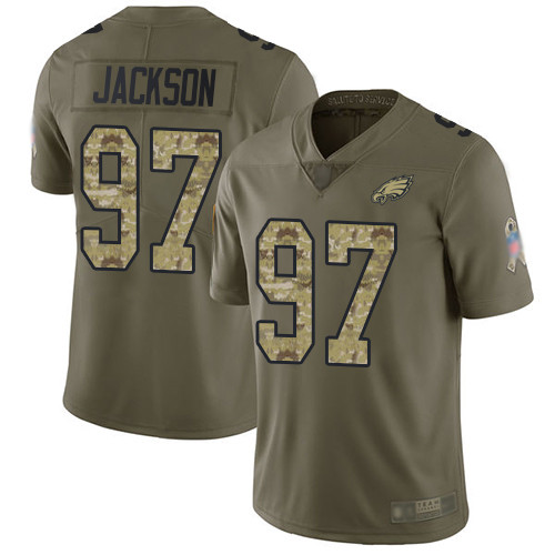 Men’s Philadelphia Eagles #97 Malik Jackson Olive Camo Men’s Stitched Football Limited 2017 Salute To Service Jersey