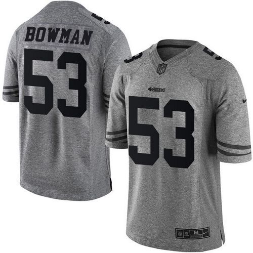 Nike 49ers #53 NaVorro Bowman Gray Men’s Stitched NFL Limited Gridiron Gray Jersey