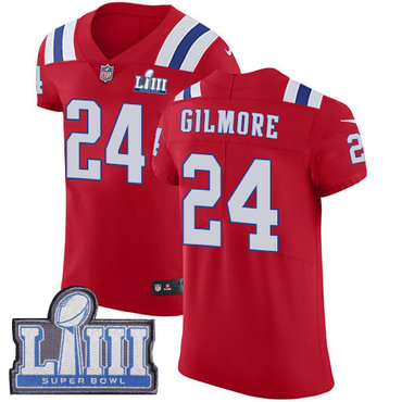 #24 Elite Stephon Gilmore Red Nike NFL Alternate Men’s Jersey New England Patriots Vapor Untouchable Super Bowl LIII Bound
