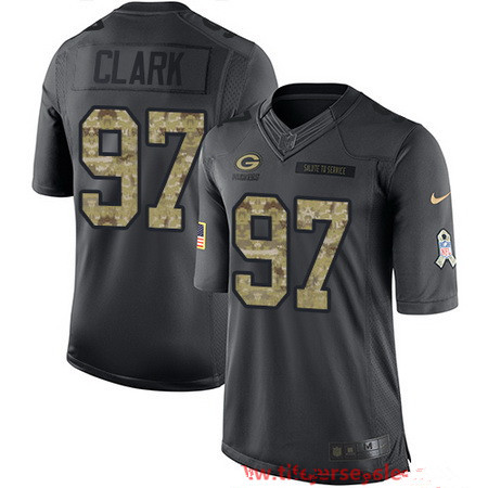 Men’s Green Bay Packers #97 Kenny Clark Black Anthracite 2016 Salute To Service Stitched NFL Nike Limited Jersey