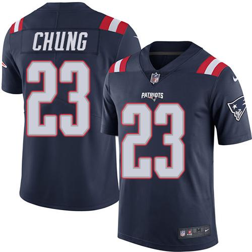 Nike Patriots #23 Patrick Chung Navy Blue Men’s Stitched NFL Limited Rush Jersey