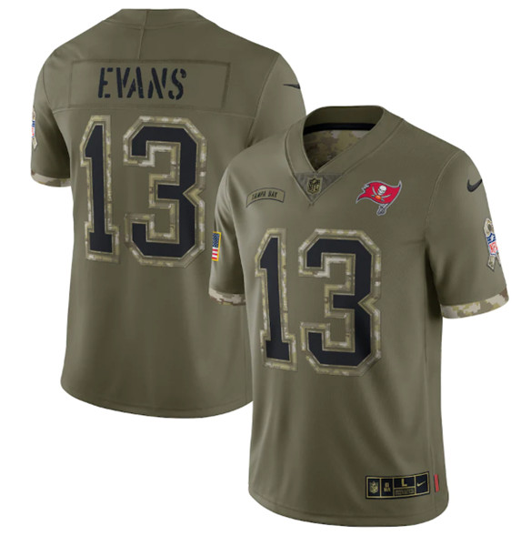 Men’s Tampa Bay Buccaneers #13 Mike Evans 2022 Olive Salute To Service Limited Stitched Jersey