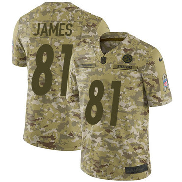 Nike Steelers #81 Jesse James Camo Men’s Stitched NFL Limited 2018 Salute To Service Jersey