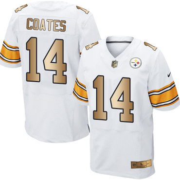 Nike Steelers #14 Sammie Coates White Men’s Stitched NFL Elite Gold Jersey