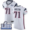 #71 Elite Danny Shelton White Nike NFL Road Men’s Jersey New England Patriots Vapor Untouchable Super Bowl LIII Bound