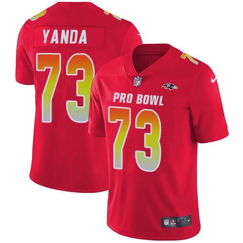 Nike Baltimore Ravens #73 Marshal Yanda Red Men’s Stitched NFL Limited AFC 2019 Pro Bowl Jersey