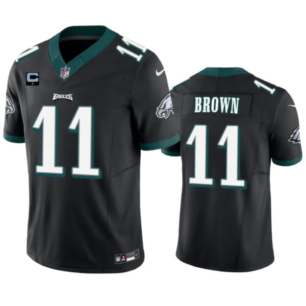 Men’s Philadelphia Eagles #11 A. J. Brown Black 2023 F.U.S.E. With 4-Star C Patch Vapor Untouchable Limited Football Stitched Jersey
