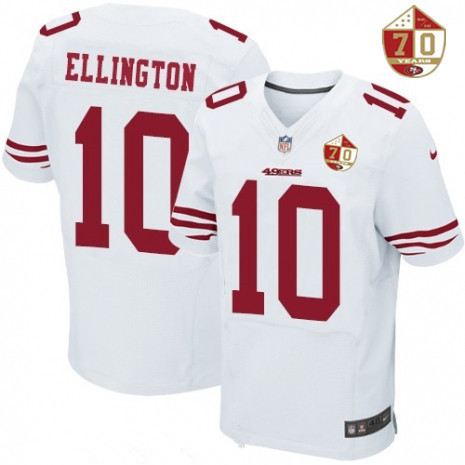 Men’s San Francisco 49ers #10 Bruce Ellington White 70th Anniversary Patch Stitched NFL Nike Elite Jersey