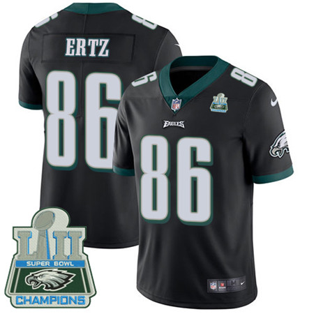 Nike Eagles #86 Zach Ertz Black Alternate Super Bowl LII Champions Men’s Stitched NFL Vapor Untouchable Limited Jersey