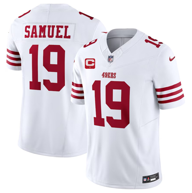 Men’s San Francisco 49ers #19 Deebo Samuel White 2023 F.U.S.E. With 1-Star C Patch Vapor Untouchable Limited Football Stitched Jersey