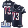 #73 Elite John Hannah Navy Blue Nike NFL Home Men’s Jersey New England Patriots Vapor Untouchable Super Bowl LIII Bound