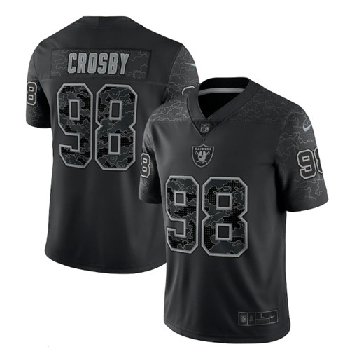 Men’s Las Vegas Raiders #98 Maxx Crosby Black Reflective Limited Stitched Football Jersey