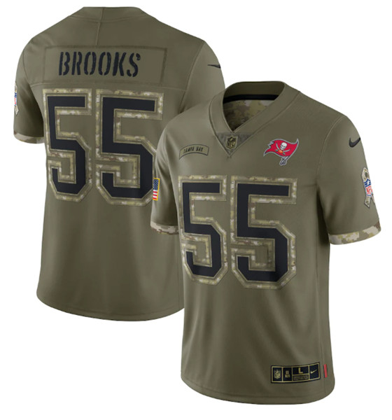Men’s Tampa Bay Buccaneers #55 Derrick Brooks 2022 Olive Salute To Service Limited Stitched Jersey