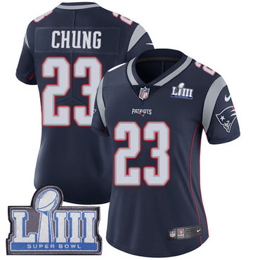 #23 Limited Patrick Chung Navy Blue Nike NFL Home Women’s Jersey New England Patriots Vapor Untouchable Super Bowl LIII Bound