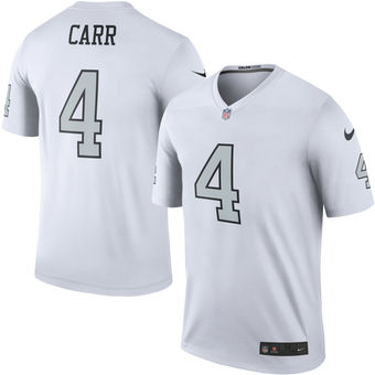 Men’s Oakland Raiders #4 Derek Carr Nike White Color Rush Legend Jersey
