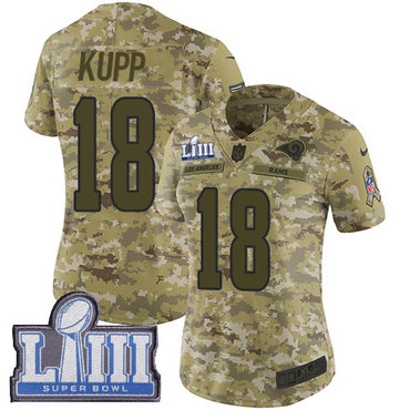 Women’s Los Angeles Rams #18 Cooper Kupp Camo Nike NFL 2018 Salute to Service Super Bowl LIII Bound Limited Jersey