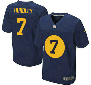 Men’s Green Bay Packers #7 Brett Hundley Alternate Navy Blue Stitched NFL Nike Elite Jersey