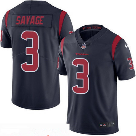 Men’s Houston Texans #3 Tom Savage Navy Blue 2016 Color Rush Stitched NFL Nike Limited Jersey
