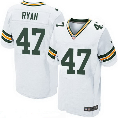Men’s Green Bay Packers #47 Jake Ryan White Road Stitched NFL Nike Elite Jersey