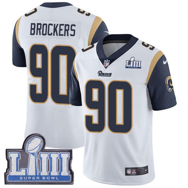 #90 Limited Michael Brockers White Nike NFL Road Men’s Jersey Los Angeles Rams Vapor Untouchable Super Bowl LIII Bound
