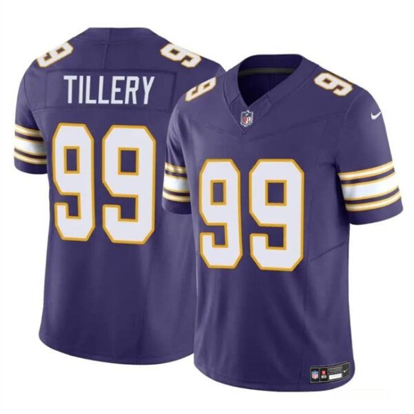 Men’s Minnesota Vikings #99 Jerry Tillery Purple 2023 F.U.S.E. Throwback Vapor Untouchable Limited Football Stitched Jersey