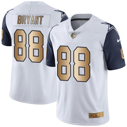 Nike Cowboys #88 Dez Bryant White Men’s Stitched NFL Limited Gold Rush Jersey
