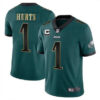 Men’s Philadelphia Eagles #1 Jalen Hurts Green Golden 2-star C Patch Vapor Untouchable Limited Stitched Jersey