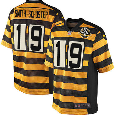 Nike Pittsburgh Steelers #19 JuJu Smith-Schuster Yellow Black Alternate Men’s Stitched NFL 80TH Throwback Elite Jersey