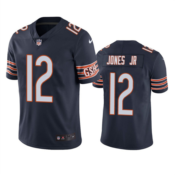 Men’s Chicago Bears #12 Velus Jones Jr. Navy Vapor untouchable Limited Stitched Jersey