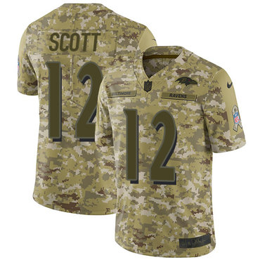 Nike Ravens #12 Jaleel Scott Camo Men’s Stitched NFL Limited 2018 Salute To Service Jersey
