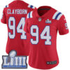 #94 Limited Adrian Clayborn Red Nike NFL Alternate Women’s Jersey New England Patriots Vapor Untouchable Super Bowl LIII Bound