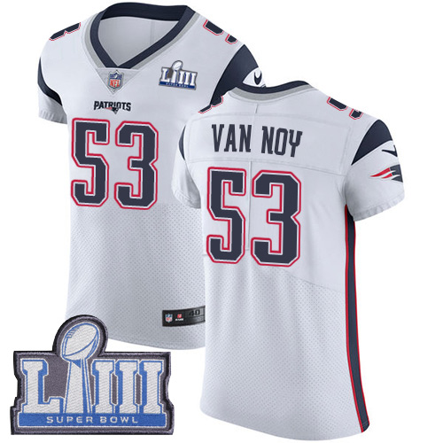 #53 Elite Kyle Van Noy White Nike NFL Road Men’s Jersey New England Patriots Vapor Untouchable Super Bowl LIII Bound