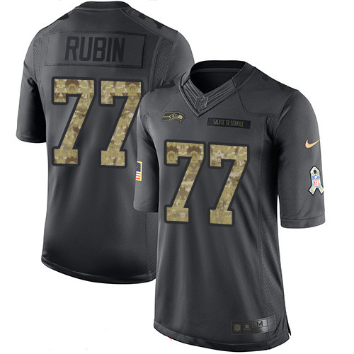 Men’s Seattle Seahawks #77 Ahtyba Rubin Black Anthracite 2016 Salute To Service Stitched NFL Nike Limited Jersey