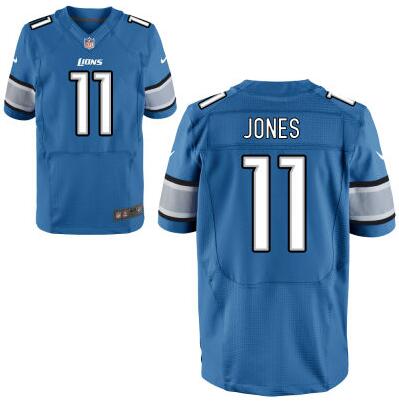Men’s Detroit Lions #11 Marvin Jones Light Blue Team Color NFL Nike Elite Jersey