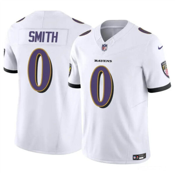 Men’s Baltimore Ravens #0 Roquan Smith White 2023 F.U.S.E. Vapor Limited Football Stitched Jersey