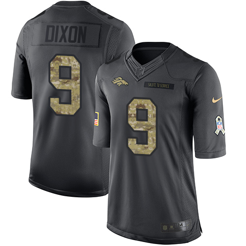Men’s Denver Broncos #9 Riley Dixon Black Anthracite 2016 Salute To Service Stitched NFL Nike Limited Jersey