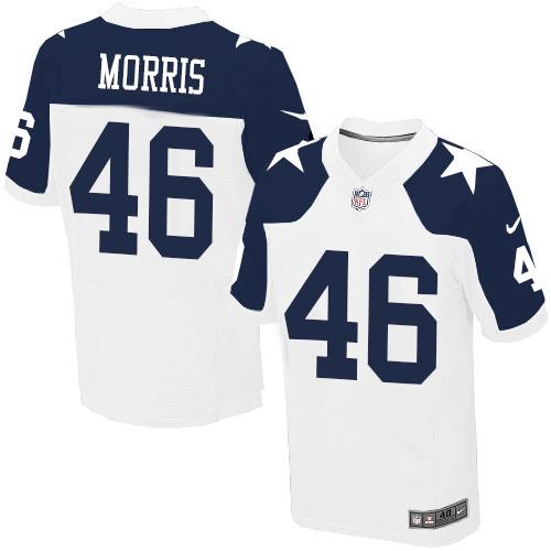 Nike Cowboys #46 Alfred Morris White Thanksgiving Men’s Stitched NFL Throwback Elite Jersey