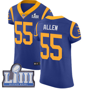 #55 Elite Brian Allen Royal Blue Nike NFL Alternate Men’s Jersey Los Angeles Rams Vapor Untouchable Super Bowl LIII Bound
